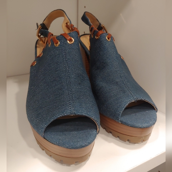 Cato Comfort denim peep toe block heel size 10 - Picture 5 of 5